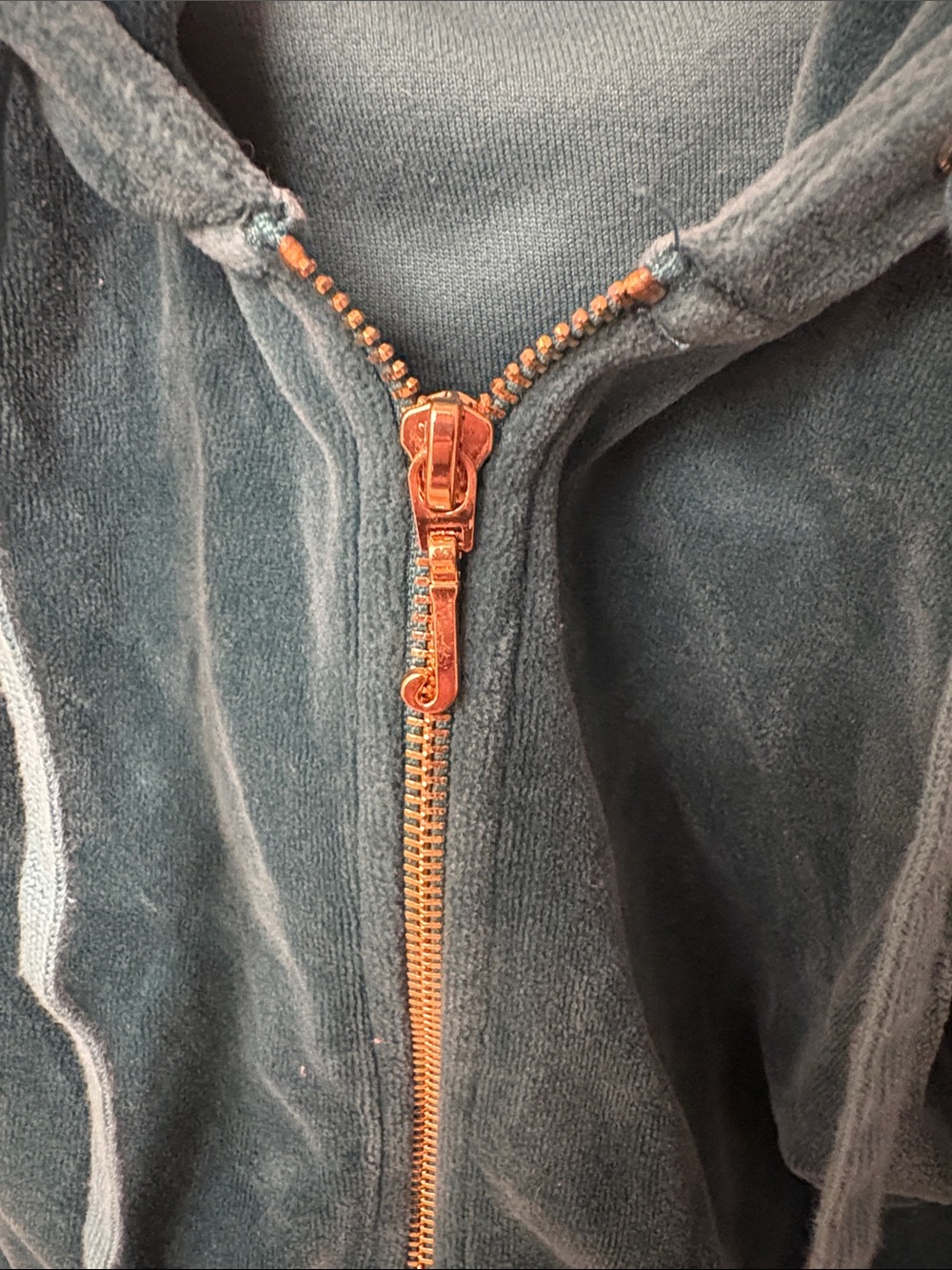 Juicy Couture Teal Velour Zip-Up Hoodie with Gold Zipper - Picture 3 of 3